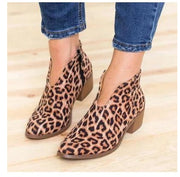 Leopard boots women's personality tassel leather boots new square with WISH booties
