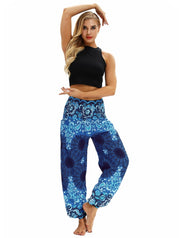 Digital Printed Lantern Pants Loosely Thin Elastic Waist Harem Pants