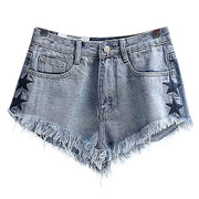 Denim shorts, high waist, thin hips, super short hot pants trend