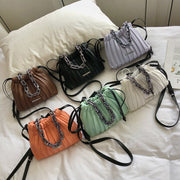 Designer Women Bags Drawstring Bucket Bag with Thick Chain Crossbody Bag
