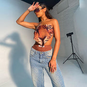 Wide Leg Pants Washed Straight-Leg Jeans