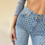 Wide Leg Pants Washed Straight-Leg Jeans