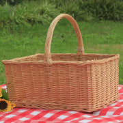 Outdoor Picnic Basket Wicker Hand Basket With Cover