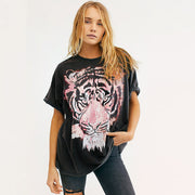 Pure Cotton Black Printing Fashion Casual T-Shirt