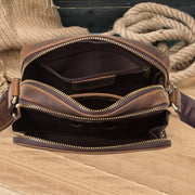 Black Angel  Retro Crazy Horse Cowhide Men's Shoulder Bag Leather Men's Messenger Bag