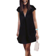 Women Summer Casual T-shirt Dress V Neck Party Dresses