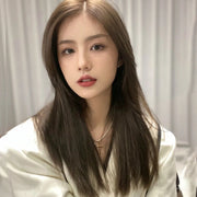 Mid-point Wig, Female Long Hair, Long Straight Hair, Net red, Mid-length Hair, Natural Face Trimming, No Bangs, Korean Style Full Headgear