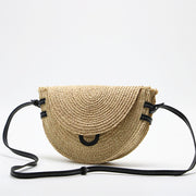 Straw Woven Bag Shoulder Messenger Bag Saddle Bag Raffia