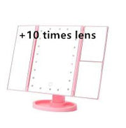 Three-sided Foldable Magnifying Desktop Makeup Mirror With Lamp