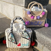 Thailand Straw Bag New Hydrangea Letter Embroidery Straw Handbag