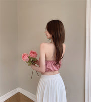 Sweet French Wears A Halterneck Top With An Inside