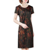 Middle-aged And Elderly Ice Silk Print Dress Fashion Casual