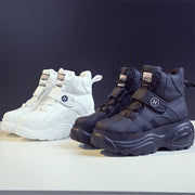 European Women's Shoes Spring New Sports Shoes Women's Thick-Soled Inner Increase High-Top Hip-Hop Casual Shoes Women