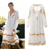 V-neck Embroidered Loose Dress Embroidered Long Skirt