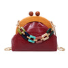 Bags Women'S Trendy Fashion Art Fan Guofeng Bags Ethnic Chain Bags Portable Wooden Pu Women'S Bags