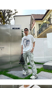 Kaalixto Phantom Short-sleeved T-shirt Mens Tide Ins Trend Cotton Loose Couple Clothes