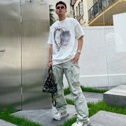 Kaalixto Phantom Short-sleeved T-shirt Mens Tide Ins Trend Cotton Loose Couple Clothes