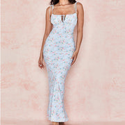 Summer Floral Print Dress Women Sexy Party Long Dresses Puff Short Sleeve