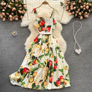 Vacation Style Print Suspender Dress Women Summer Dress