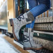 Retro woolen Martin boots with mid-low rear straps