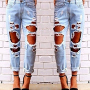 Explosion models Europe and the United States wild sexy exaggerated big hole to scratch the jeans