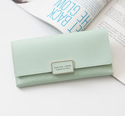 Women's wallet Korean version of the three fold long buckle clasp bag multi-card position pu leather wallet