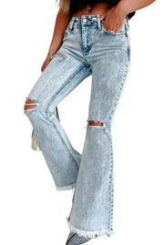Women's Ripped Jeans Washed High Waist