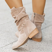 Women's Low Heel Suede Short Boots