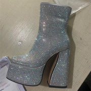 Starry Rhinestone Short Fashion Ankle Boots Women