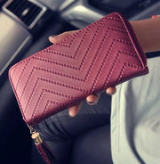Pu small tassels 1 fold wallet trendy Korean fashion long wallet simple multi-card wallet