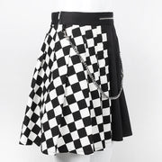 Pleated lattice stitching skirt women