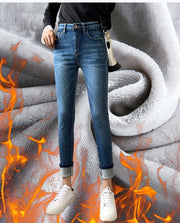 Retro plus velvet thick women jeans