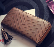 Pu small tassels 1 fold wallet trendy Korean fashion long wallet simple multi-card wallet