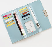 Women's wallet Korean version of the three fold long buckle clasp bag multi-card position pu leather wallet