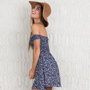 Small floral word shoulder wrap dress