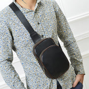 PU Leather Men's chest pack fashionable leisure Xiekua Chaonan retro single shoulder bag