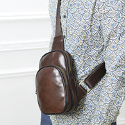 PU Leather Men's chest pack fashionable leisure Xiekua Chaonan retro single shoulder bag