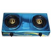 Pixel Double Gas Burner / Stove Stainless Steel -Blue (1 YR WRNTY)