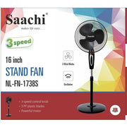 Saachi 3 Speed Round Base Stand Fan - (1YRS WRNTY)
