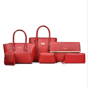 Women 6Pcsset Handbags Girls PU Leather Crossbody Bag Tote Casual Casual Bag Brand Designer Composite Messenger Bag Clutch Purse Wallet
