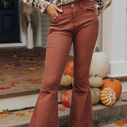 Solid Color Pocket Button High Waist Jeans