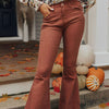 Solid Color Pocket Button High Waist Jeans