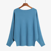 Women's Knit Sweater One-neck Bat Shirt Pullover Loose Threaded Top