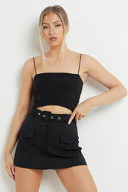 Summer European And American High Waist Fashion Pocket Short Pantskirt