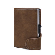 Crazy Horse Leather Aluminum Card Case Wallet