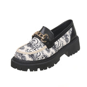 Plus Size National Style Muffin Platform Loafers Female Fashionable Golden Chain