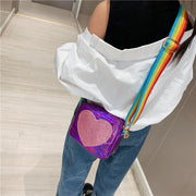Peach heart laser baby shoulder bag