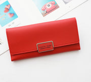 Women's wallet Korean version of the three fold long buckle clasp bag multi-card position pu leather wallet