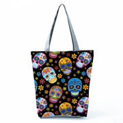 Portable Large Capacity Skull Printed Handbag
