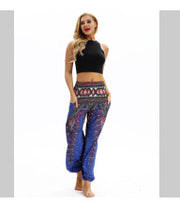Digital Printed Lantern Pants Loosely Thin Elastic Waist Harem Pants